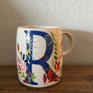 Anthropologie Starla M. Halfmann Monogram R Floral Mug